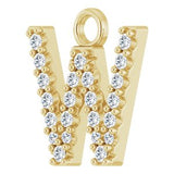 14K Yellow .08 CTW Natural Diamond Initial W Dangle