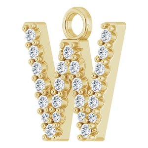 14K Yellow .08 CTW Natural Diamond Initial W Dangle