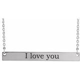 14K White Engravable Bar 16" Necklace