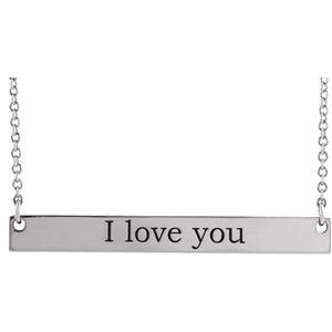 Sterling Silver Engravable Bar 16" Necklace