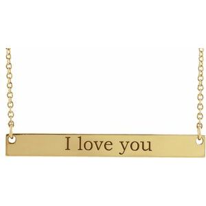 14K Yellow Engravable Bar 16" Necklace