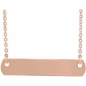14K Rose Engravable Bar 16" Necklace