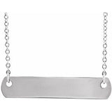 14K White Engravable Bar 16" Necklace