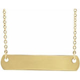 14K Yellow Engravable Bar 16" Necklace