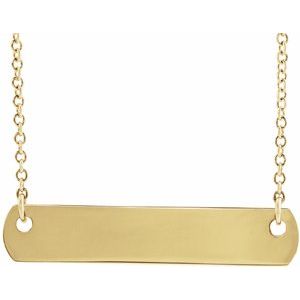 14K Yellow Engravable Bar 16" Necklace