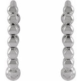 14K White Beaded 11 mm Hoop Earrings
