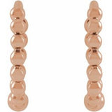 14K Rose Beaded 11 mm Hoop Earrings