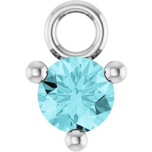 14K White Petite Pavé™ 1/10 CT Natural Blue Zircon Dangle