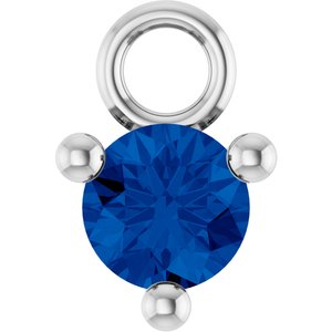 14K White Petite Pavé™ 1/10 CT Lab-Grown Blue Sapphire Dangle
