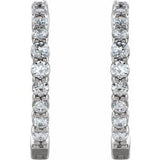 14K White 1 CTW Lab-Grown Diamond Inside-Outside Hinged 19.3 mm Hoop Earrings