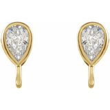 14K Yellow 1/10 CT Natural Diamond Bezel-Set Earring Top
