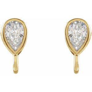 14K Yellow 1/10 CT Natural Diamond Bezel-Set Earring Top