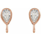 14K Rose 1/10 CT Natural Diamond Bezel-Set Earring Top