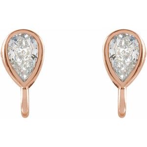 14K Rose .08 CT Natural Diamond Bezel-Set Earring Top