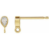 14K Yellow 1/10 CT Natural Diamond Bezel-Set Earring Top