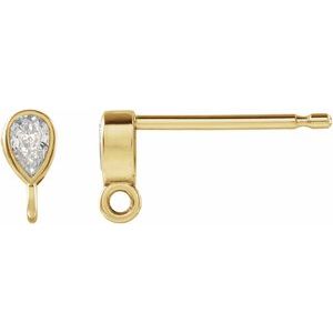 14K Yellow 1/10 CT Natural Diamond Bezel-Set Earring Top