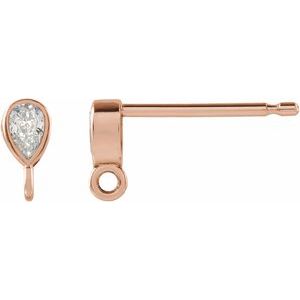 14K Rose .08 CT Natural Diamond Bezel-Set Earring Top