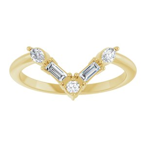 14K Yellow 1/4 CTW Natural Diamond V Ring