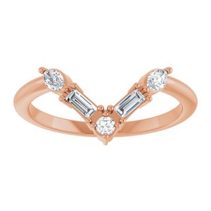 14K Rose 1/4 CTW Natural Diamond V Ring