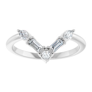 Platinum 1/4 CTW Natural Diamond V Ring