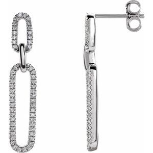 14K White 1/3 CTW Natural Diamond Link Earrings