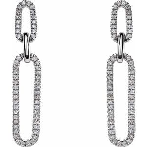 14K White 1/3 CTW Natural Diamond Link Earrings