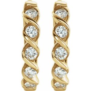 14K Yellow 1/10 CTW Natural Diamond 9 mm Hoop Earrings