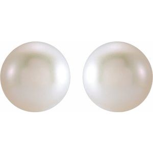 14K Yellow 3 mm Cultured White Freshwater Pearl Earrings