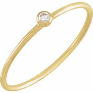 14K Yellow .03 CT Natural Diamond Stackable Ring Size 4
