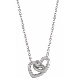14K White Interlocking Heart 16" Necklace