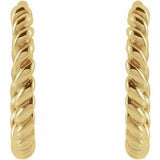 14K Yellow Rope 11 mm Hoop Earrings