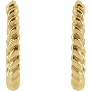 14K Yellow Rope 11 mm Hoop Earrings