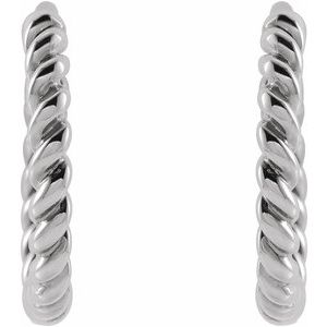 14K White Rope 11 mm Hoop Earrings