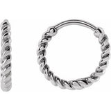 14K White Rope 11 mm Hoop Earrings
