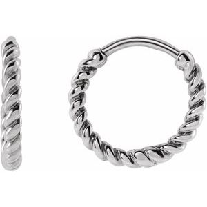 14K White Rope 11 mm Hoop Earrings