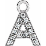 14K White Petite Pavé™ .05 CTW Natural Diamond Initial A Dangle