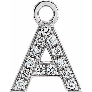 14K White Petite Pavé™ .05 CTW Natural Diamond Initial A Dangle
