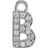 14K White Petite Pavé™ .05 CTW Natural Diamond Initial B Dangle