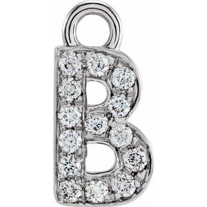 14K White Petite Pavé™ .05 CTW Natural Diamond Initial B Dangle