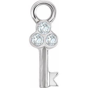 14K White Petite Pavé™ .015 CTW Natural Diamond Key Dangle