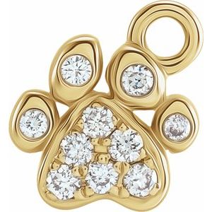 14K Yellow Petite Pavé™ .05 CTW Natural Diamond Paw Dangle