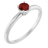 14K White Imitation Garnet Ring