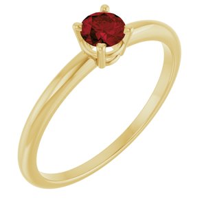 14K Yellow Imitation Garnet Ring