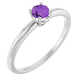 14K White Imitation Amethyst Ring