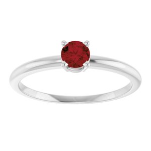 14K White Imitation Garnet Ring