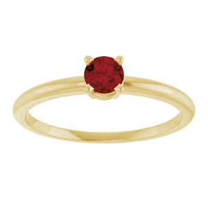 14K Yellow Imitation Garnet Ring