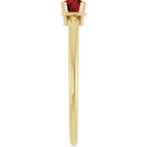 14K Yellow Imitation Garnet Ring