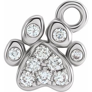 14K White Petite Pavé™ .05 CTW Natural Diamond Paw Dangle