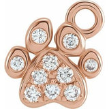 14K Rose Petite Pavé™ .05 CTW Natural Diamond Paw Dangle