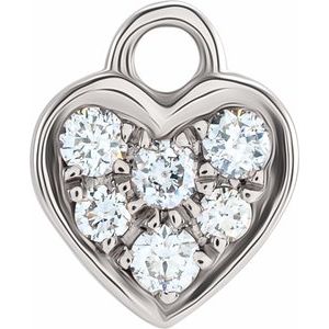 14K White Petite Pavé™ .06 CTW Natural Diamond Heart Dangle